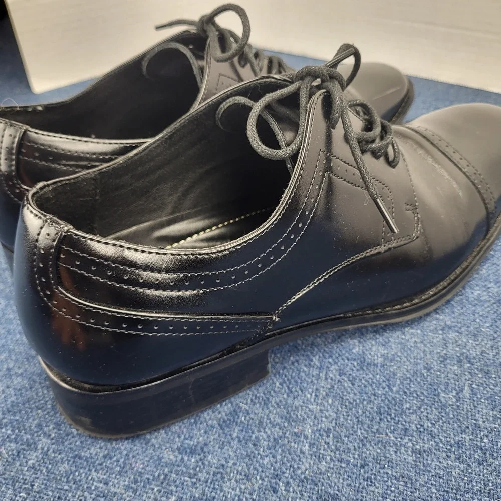 Stacy Adams Mens Dickinson Black Leather Cap Toe Oxford Dress Shoes Sz 10